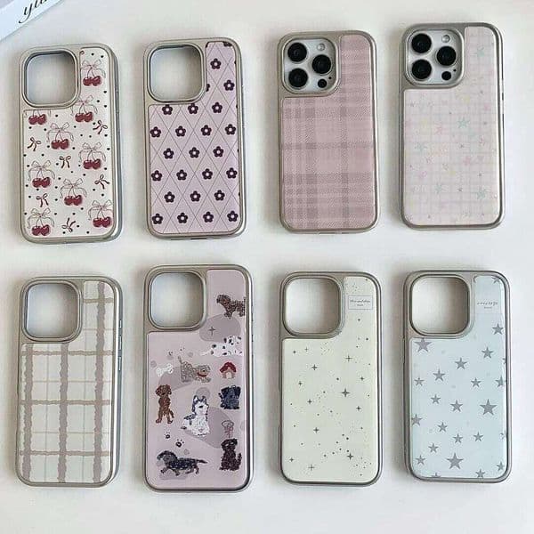 Fashion Lovely Pattern Electroplated Drip Glue Phone Case For 17 Air 16 Pro Max 15 14 Plus 13 12 11 Back Cover 26Y0506