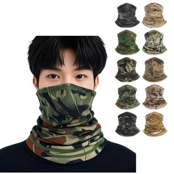 Camo Tactical Mask for Cycling Hiking Sun Protection Cooling Neck Gaiter Breathable Face Cover Bandana Men Women Tube Scarf MaskT260506