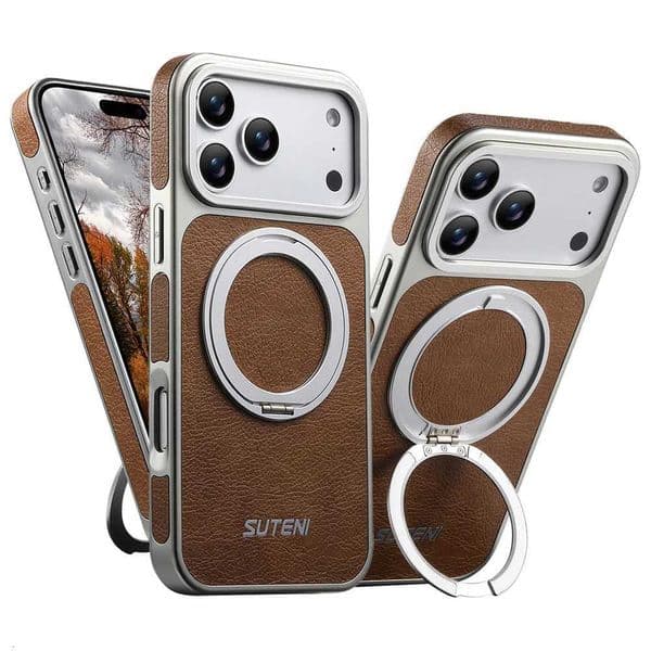 Rotating Magnet Ring Fold Stand Leather Magnetic Phone Case For Apple 17 16 15 14 13 Pro Max Silver Plating Armor CoverT260506