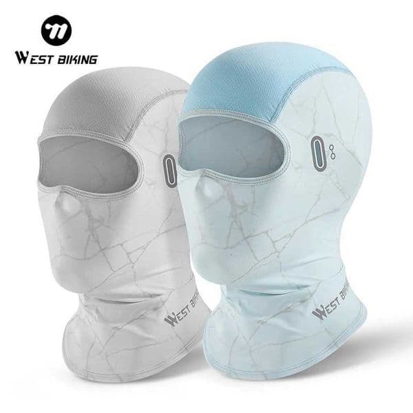WEST BIKING Photochromic Ice Silk Cycling Mask UPF50 Summer Cool Breathable Bicycle Full Face Mask Motor Helmet Liner With HoleT260506