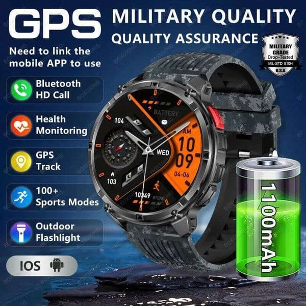 2026New T-Rex3 Ultra 1100mAh Battery Smart Watches IP68 Waterproof Compass Heart Rate LED Flashlight Sports Track Smartwatch Men 26L0506