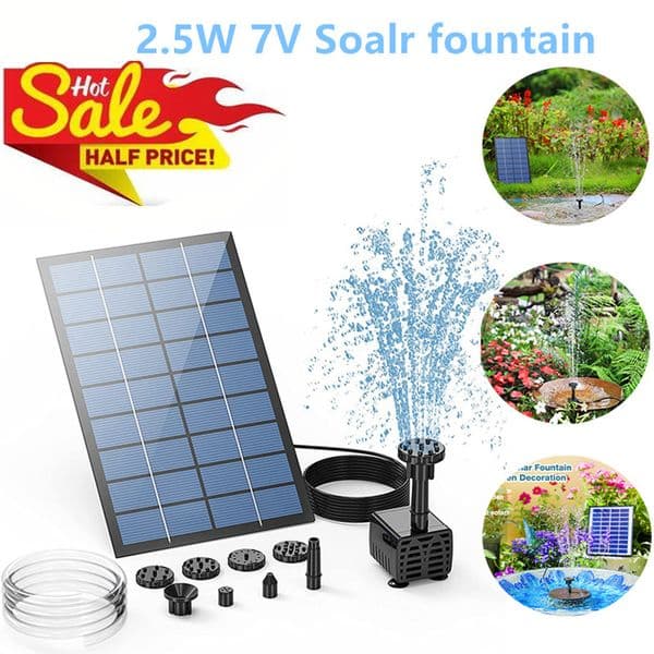 25W Solar Water Pump Fountainwith 6Nozzles and 4ft Water PipeSolar Powered Pump for Bird BathPondGarden Solar Fountain Pump 260430