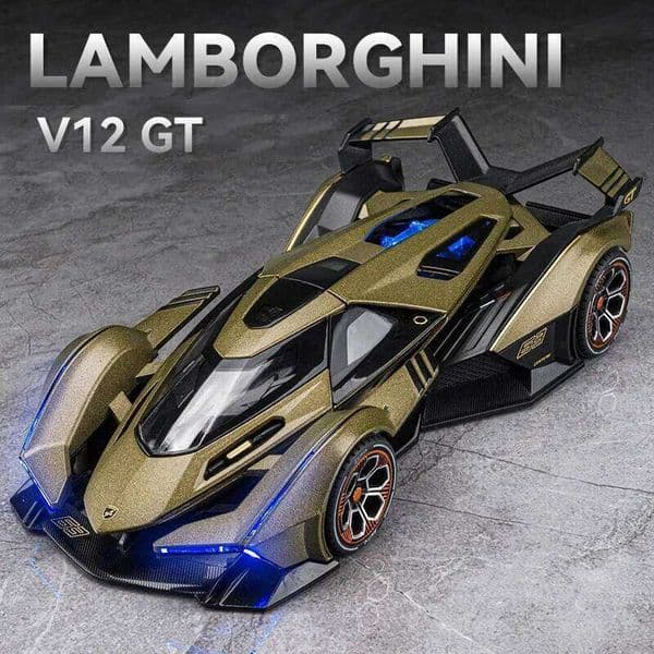 1:22 Lambos Vision Gran Turismo V12 GT Alloy Model Toy Diecasts Metal Casting Sound and Light Car Toys For Children Vehicle 26Y0505