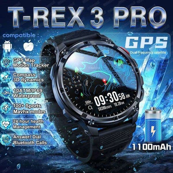 2026 New T-Rex3 Pro GPS Tracker Smartwatch Men 120-Day Standby 1100mAh Clock Rugged Outdoor Sport 10ATM Waterproof Call Watches 26L0506