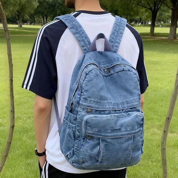 Denim Vintage Backpack Women Shoulder Bag Large Capacity Jeans School Female Daily Simple Laptop 260507