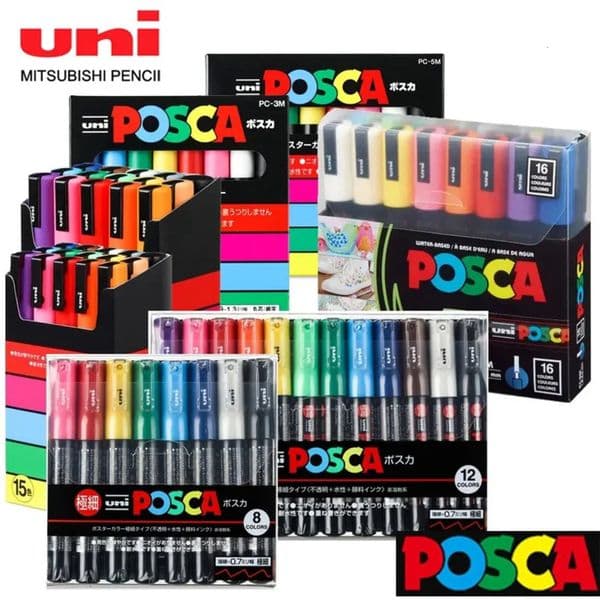 Luxury Designer Decor Wholesale Uni Posca Acrylic Set 5/8/12/16 Marcadores Art Marking Pen room Used For Rock Paintings Fabric Graffiti Arti 1016