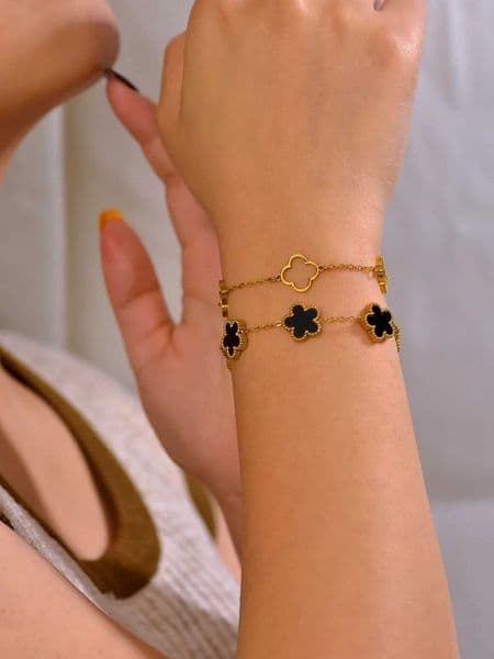 2 Pcs Lucky Clover Stainless Steel Bracelet Women Romantic Jewellery Party Birthday Gift Everyday Bracelet Stackable Strap Z260506