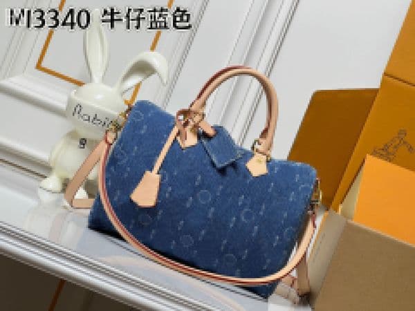 Designer Luxury Bandriere 30 Womens 2WAY Boston Pillow Bag Ladies Handbag Detachable Leather Blue Gold Hardware Strap Crossbody Purse Bag M13340 With Dust Bag