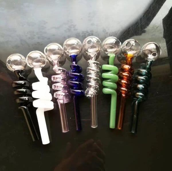 New Glass Smoking pipes hookah Oil Burner Pipes Smokings Colored spiral direct fired pot