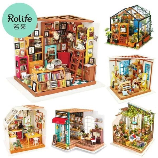 2026 Build Block Set Build Block Set Robotime Rolife DIY Wooden Miniature Dollhouse Greenhouse Brick brick Handmade Doll House Kitchen With Furniture Toys For Chil