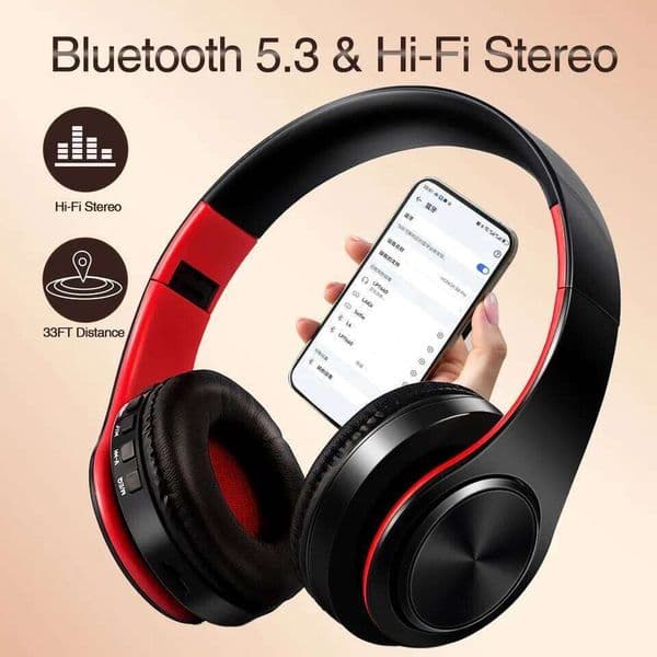CATASSU Earphone BT Headphones Over Ear Stereo Wireless Headset Soft Leather Earmuffs Built-in Mic for PC/Cell Phones/TV 26W0507