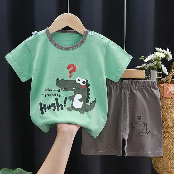 Dinosaur Printed Boys Tshirt Shorts Casual Suit Summer Childrens Clothes Loose Fashion Short Sled Tracksuits 04Y 260507J260528