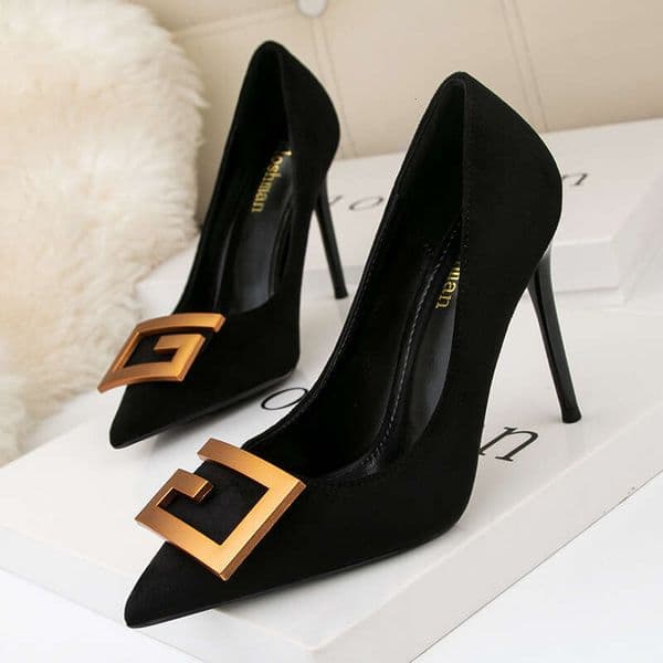 Free shipping Versatile Professional Women's Thin Heel Suede Pointed Toe Sexy Slimming Party High Heels Shallow Mouth Single Shoes sandal puff