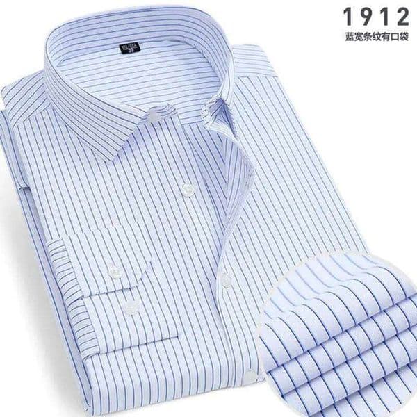 Spring New Men's Striped long-sleeved Shirt Non-ironing Anti-wrinkle Comfortable Breathable Business Casual Fashion Slim Fit 26W0507
