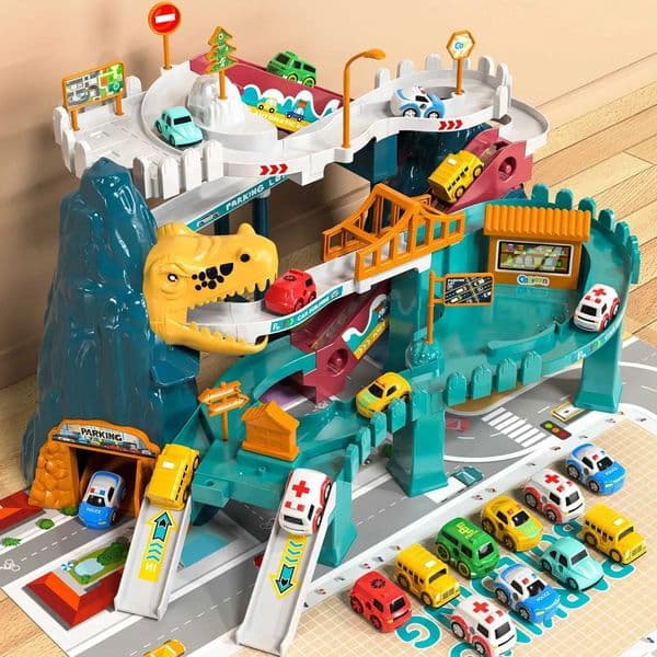 slot car Plane Boys Race Playset Dinosaur Rolling Hill Car Ramp Toys Mountain Track Mini For Kids Car Track