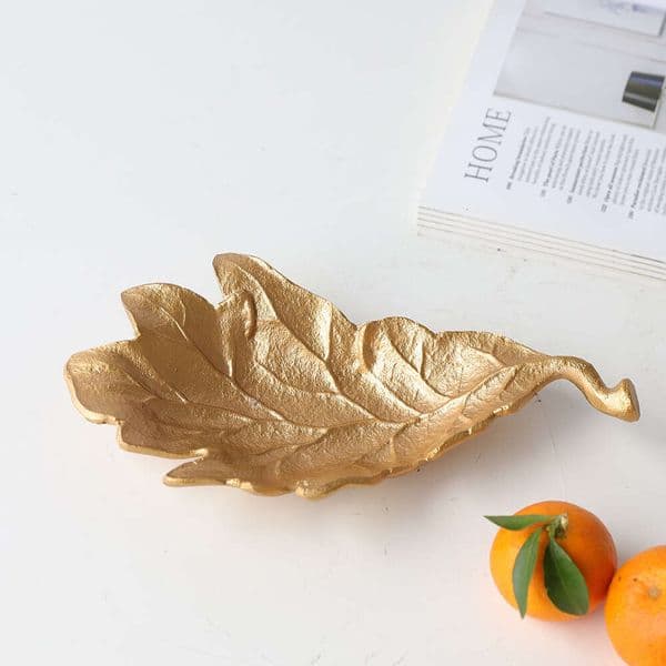 2026 New Modern Minimalist Creative Metal Leaf Fruit Ornament For Model Living Room Entrance Coffee Table Storage Plate Art Decoration Free SHIPPING