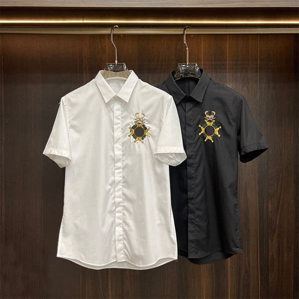 Designer Men Lapel Shirt Formal Commute Short Sleeve Polo Shirts Summer Holiday Casual Thin Shirts