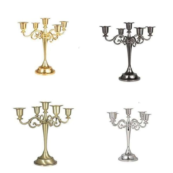 FFH Metal Iron Candle Holder Romantic Dinner Table Decoration American Style Retro Candlestick Creative Three-headed Five-headed 26W0507