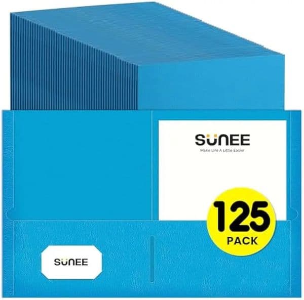 125-Pack Blue 2 Pocket Folders for Letter Size Paper Durable Organizers for School Office Home Business Use 260506