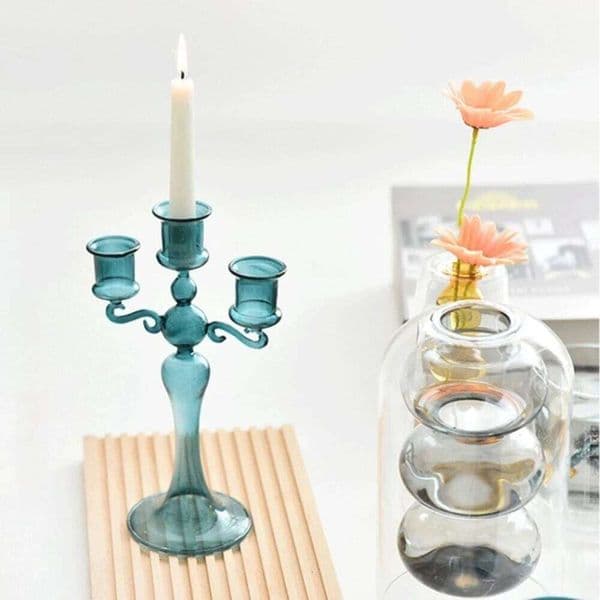 3 Heads Retro Transparent Candlesticks Taper Candle Holders Creative Romantic Table Centerpieces Wedding Party Decoration 26W0507