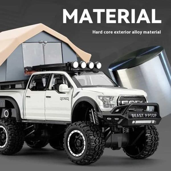 2026 Plane Cars 1 24 Ford Raptor F150 Camping RV Alloy Metal Diecast Off Road Pickup Truck Model Car Sound Light Ornaments Gifts For slot car Kids Boys Car Track
