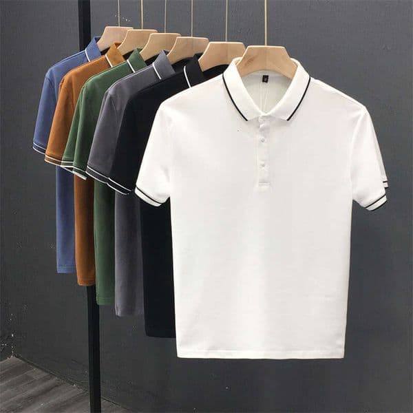 Hot-Selling Summer Ice Silk Short-Sleeve Polo Shirt With Turn-Down Collar, British Retro Stylish Casual Versatile Men's T-Shirt Summer Short Sleeves Men Tops Men S