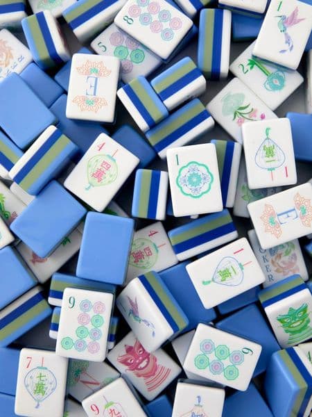 Luxury American USA 4-layer blue acrylic mahjong tiles 160 pieces household and gift set handcrafted crystal tiles