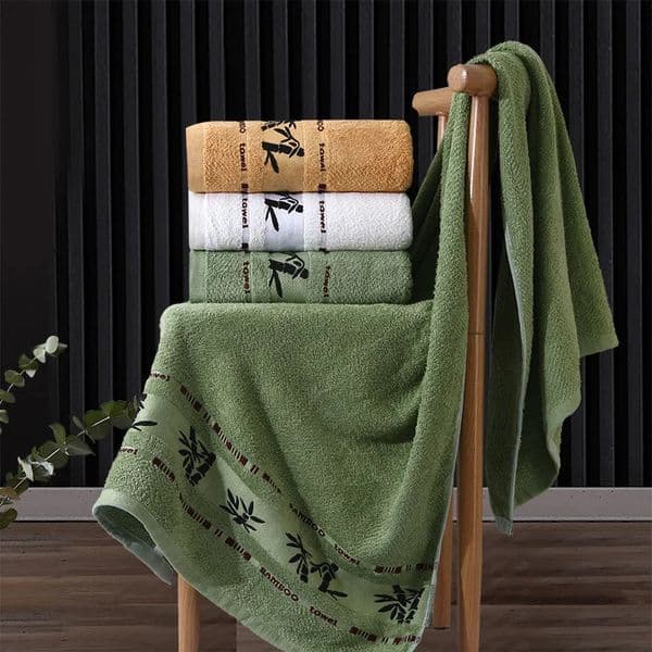 140x70cm Oversized Bathroom Bamboo Towels Embroidered Bath Towel Cover Personalized Sport Gift Towels For Home Brown Cream Green 260506