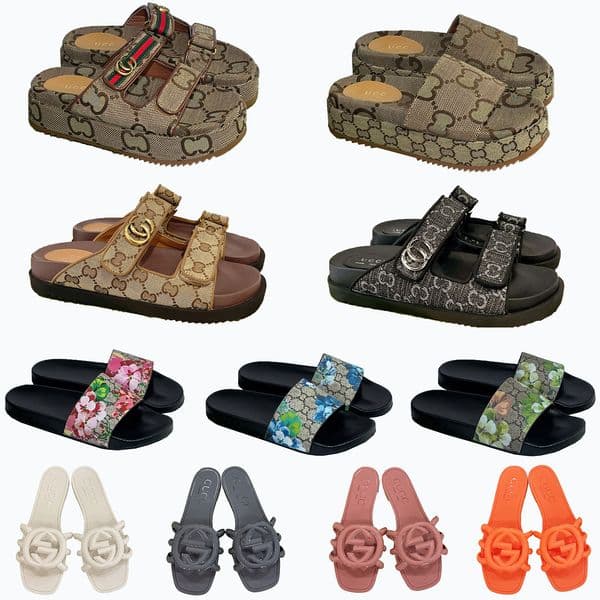 Designer sandals slippers luxurious and fashionable summer men's shoes women's shoes multi-color luxury slippers black same color rubber sole molded insole Slides