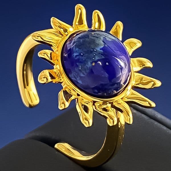 Bracelet Bracelet for Women 18K Gold Plated Bangle Lapis Sunburst Bangles Luxury Jewlery Designer for Women Elegant Timeless Gift
