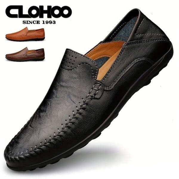 CLOHOO Mens Business Casual Shoes Leather Stitching Comfortable Breathable Rubber Bottom Second Layer Cowhide 260506