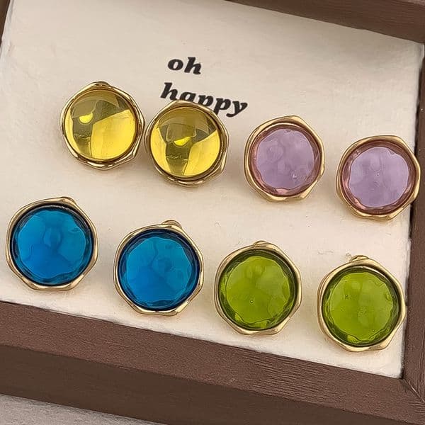Earrings Women 18K Gold Silver Plated Earring Vintage Glass Hoop Earrings Luxury Jewlery Designer for Women Elegant Free Shipping Buy One Get One