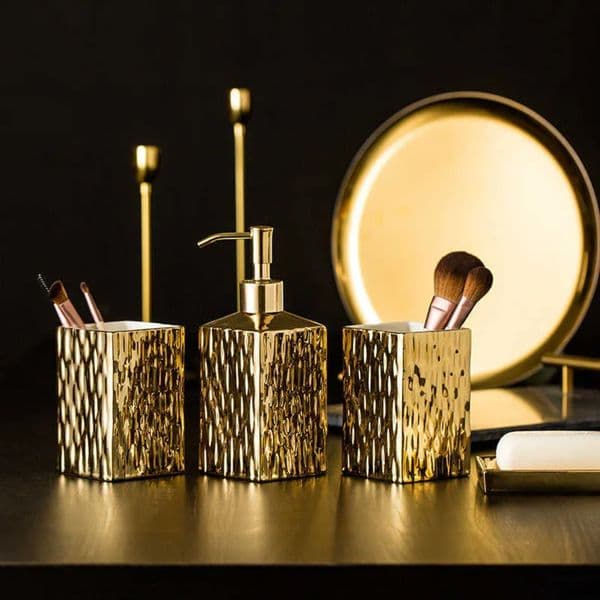 Luxury Designer Decor Gold/Silver Bathroom Accessories Sets Ceramics, Lotion Soap room Dispenser ,Tumbler,Soap Dish Complete Accessroy 21070 6