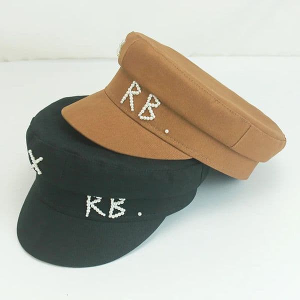 ner Pearls Letter RB Womens sboy Caps Cotton Flat Militray Hat Fashion Streetwear Navy Hat Lady Gorras Mujer 260506