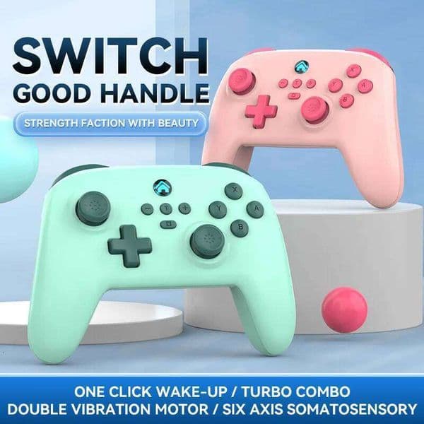 Wireless Gaming Controller for Switch/PC/Android/iOS Bluetooth 6-Axis Gamepad with Motor Vibration TURBO Wake-up Best Choice S260506
