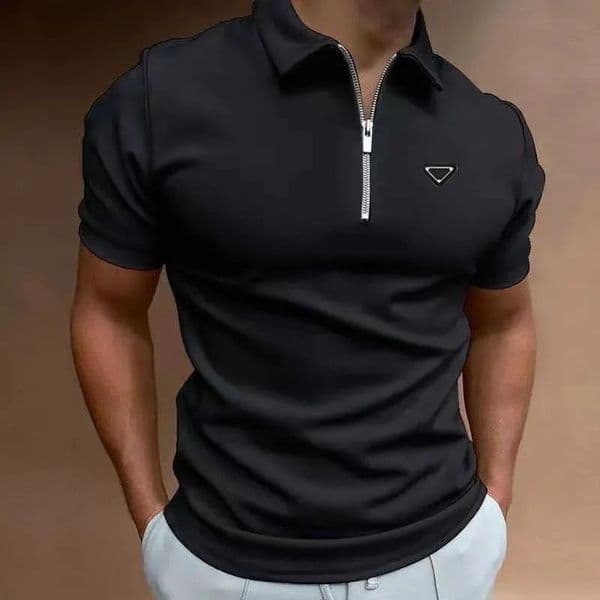 2026 Men Polos Designer high quality Summer Zipper Polo Shirt brand Striped Print Shirt for Men Streetwear Casual Short Sleeve T-Shirt designer top A2
