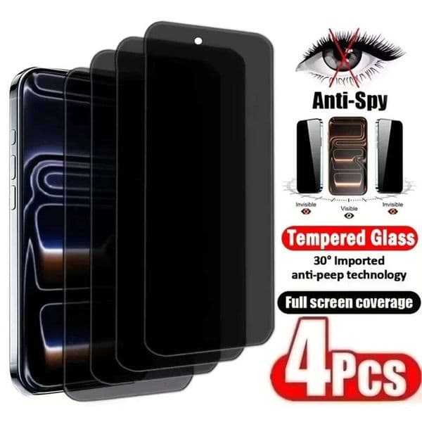 4Pcs Anti-Privacy Screen Protector Compatible with iPhone 17 14 13 12 11 Pro Max Mini 17Air XR XS 15 16 Plus 16E Glass 26L0507