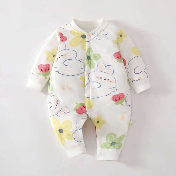 Pure Cotton Long Sleeve 40g Interlined Spring/Autumn Onesie Babies Warm Home Wear Baby Romper Suit for Crawling 26Y0507