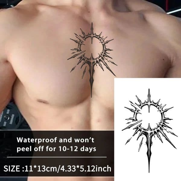 Halo chest and arm waterproof temporary tattoo sticker lasts 1-2 weeks istic semi-anent fake tattoo 260424