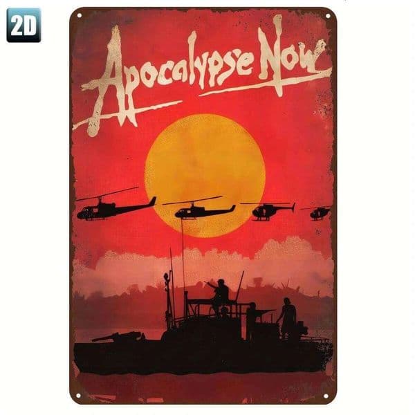 Apocalypse Now Vintage Metal Tin Sign - Retro Sunset Helicopter & Ship Design Wall Art, , Durable Iron Decor for Home, Kitchen, 26H0507