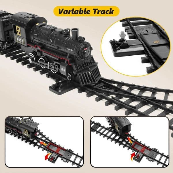 2026 Plane Classical Battery Operate Electric Railway Simulation Steam Locomotive Set Adding slot car Water To Smoke Train Toys Lights Sounds Car Track