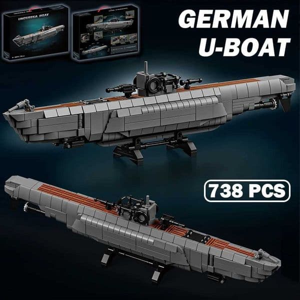 MOC Military WW2 German U boat Soldiers Building Blocks Navy Submarines Warship Weapons Assembly Bricks Toy for Kids Adts GiftJ260507