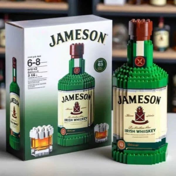 Whiskey Bottle Building Block Set, Creative Simulated Wine Bottle Assembly Model, Home Decor & Gift for Adults