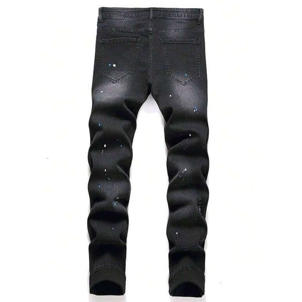 2026New Men's Y2K Fashion Ripped Patchwork Hole Straight Black Jeans Slim Fit Stretchy Skinny Denim Pants Casual Hip Hop Brand Trous 26H0504