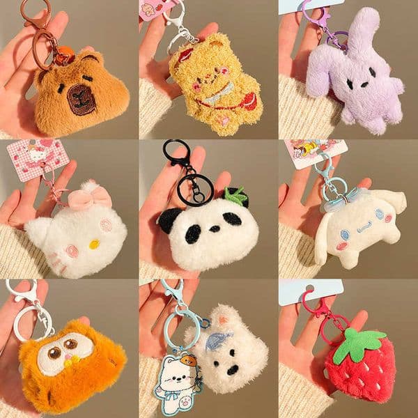 Cute fluffy cartoon plush toy keychain bag pendant S260506