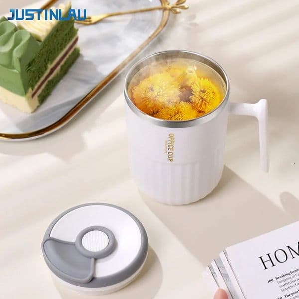 JUSTINLAU 450ML Thermos Cup Stainless Steel Milk Tea Coffee Cup with Cover Double Drinking Insulated Mug Home Office Water Cups 260506