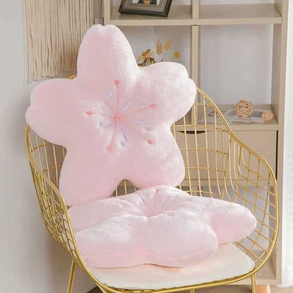 Game And Toy Game And Toy New Pink Sakura Throw Pillows Kawaii Flower Plush Pillow Mat Lifelike Soft Cherry Blossom Cushion Plushie .