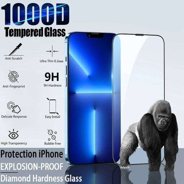 1000D iphone Full Cover Tempered Glass For iPhone 17 16 15 14 13 12 11 Pro Mini 7 8 6 X XR XS Max E Screen Protector 26L0507