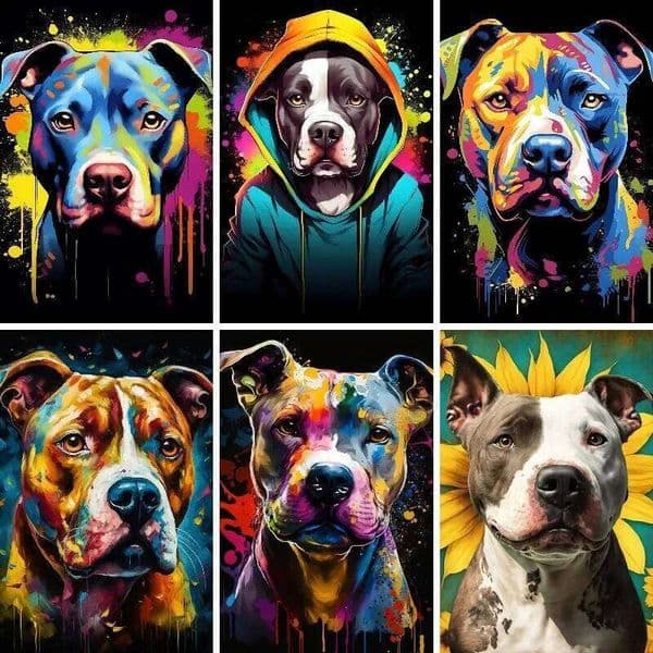 5D Art Painting Kits American Pitbull Needlework Diamond Embroidery Staffordshire Bull Terrier Picture of Rhinestones 26L0507