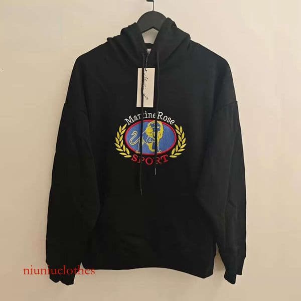 Autumn Winter 100% Cotton 450Gsm Loose Black Pullovers Men Women Unisex Embroidery Hooded Hoodies Designer Men Size S-Xl